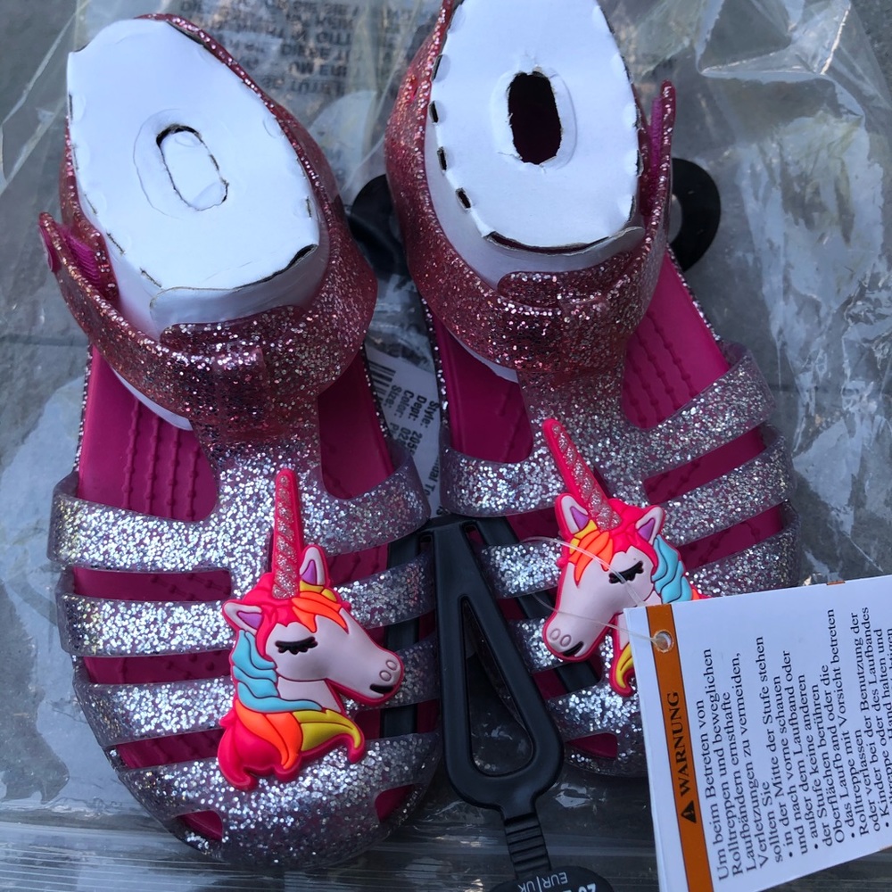New Crocs Unicorn Charm Glitter Sandals Girls Kids - Picture 16 of 16